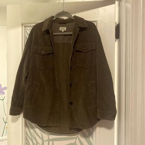 Hartford Chore Jacket/Slouchy Overshirt in Olive Green Corduroy